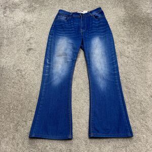 Vince Blue Co High Rise Bootcut Denim Jeans Juniors 9 Whiskered Casual Stretch